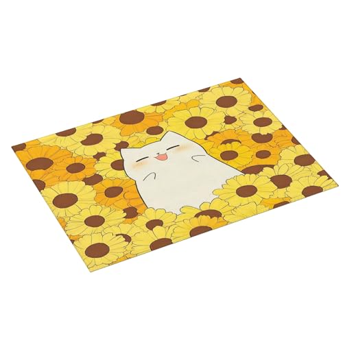 Cute Cat Dish Drying Mat for Kitchen Counter Microfiber Super Absorbent Non-Slip Dish Drying Pad for Countertops Dishes Utensils Stylish Quick-Dry Machine Washable 18x24 Inch - color: Cute Cat