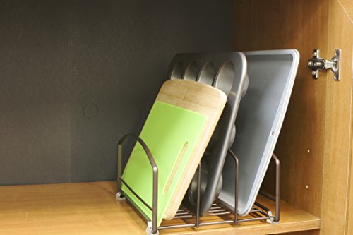 Deco Brothers Cookware Organizer Rack for Kitchen Cabinet, 3 Slot Holder, Bronze - color: Bronze