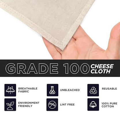 Raajsee Cheese Cloths 6 pcs Hemmed 20x20 inch Reusable 100% Unbleached Organic Cheesecloth for Straining Craft, Grade 100 Ultra Fine Muslin Cloth For Turkey Baking Juicing Brewing Yogurt Strainer - size: 20x20 inch 6 Pcs