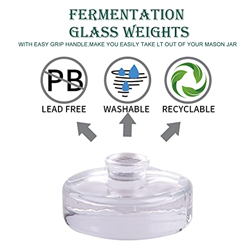 Eleganttime 4 Pack Easy Grip Handle Glass Fermentation Weights Great Mason Jar Wide Mouth Canning Fermenting Pickling Sourkrout Kraut Weight Fermentation Kit - color: Glass Weight with grip-4pcs