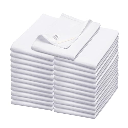 Flour Sack Towels| TeaTowel for Crafts| Kitchen Dish Cotton Blank Towel for Embroidery|Baking Bread Proofing Linen Cover| Thick Absorbent Quick Dry| 24 Pack 28"x28" White - color: White, size: 28"x28"- Pack of 24