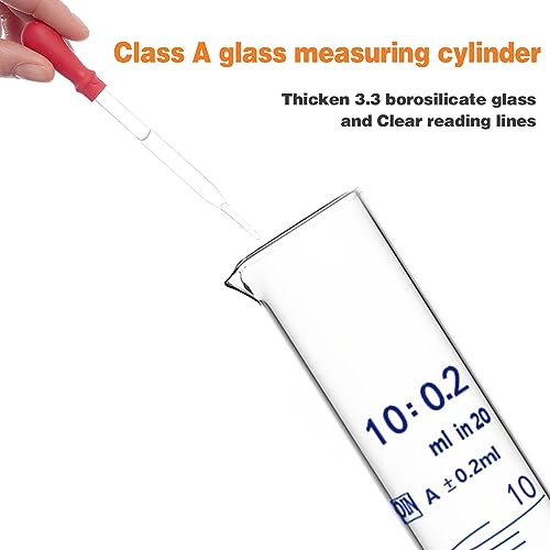 Thick Glass Graduated Cylinder Measuring Liquid Lab Hexagon Base Cylinders Come with Cylinder Brush (Glass, 50ML) - size: 50ml