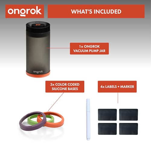 ONGROK Glass Storage Jar with Vacuum Pump Technology, Air Proof Containers to Preserve Smell and Aroma (1200ml (3oz)) - size: 1200ml (3oz)