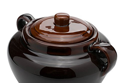 Fox Run 0350 Stoneware Bean Pot, 9.75", Brown | Bake & Serve Baked Beans, Stews, Chili & More | Scratch & Stain Resistant | Beautiful Earthenware | Large 3.5 Quart Capacity