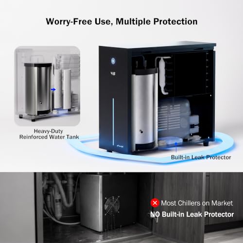 Frizzlife CW5000 Universal Under Sink Chiller Cooling for Water Filters | Cold & Room-temp Outlets Faucet, Compatible with Reverse Osmosis System & Under Sink Filter, 1/4” & 3/8” Quick Connect Set-Up