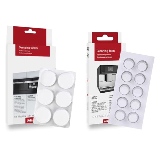 Cleaning Tablets for Miele (10 tabs) & Coffee Machine Descaling Tablets (6 tabs) Thorough Removal of Oil and Residue from Coffee Machine, Steam Oven, Oven/Range
