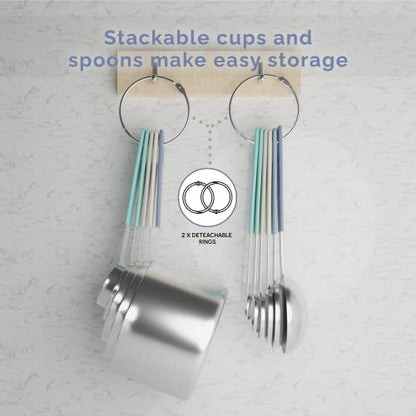 CuttleLab Measuring Cups and Measuring Spoons Set of 14 - Stainless Steel Measuring Cups and Spoons Set, Includes 1/8 Teaspoon Measuring Spoon, 1/8 Cup Measuring Cup, Leveler Dry (14, Farmhouse) - color: Farmhouse