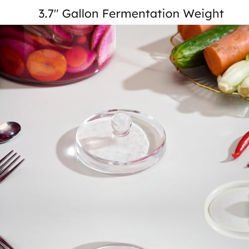 Jillmo Large Fermentation Weights for 1 Gallon Wide Mouth Jars, Heavy Glass Fermenting Weights with Easy Grip Handle, Keeps Vegetables Under Brine for Sauerkraut, Kimchi & Pickles, Pack of 4 - size: Plain - 4 Pack