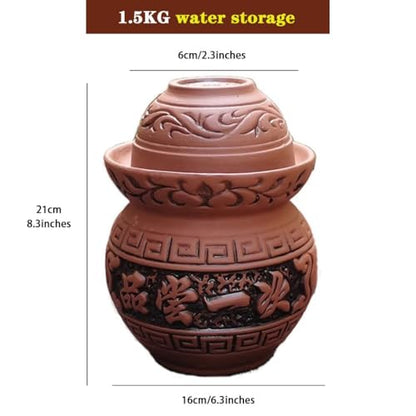 Mini Small Size Kimchi Jar, Handmade Clay Fermentation Tank, Old Traditional Water Seal Design, Pickled Beans and Garlic(1.5kg) - size: 1.5kg