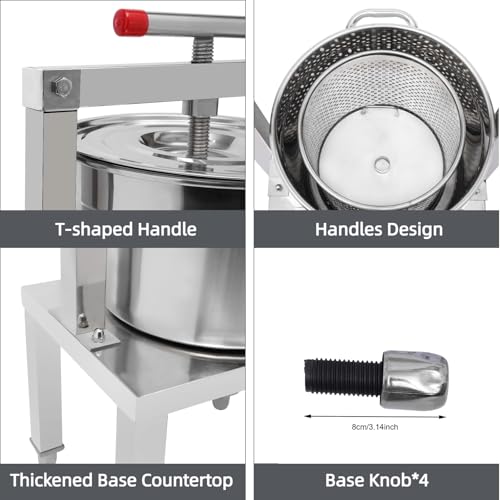 DIY Large Fruit Honey Presser Manual Beeswax Extractor Beekeeping Machine and Cider, Wine, Grape, Apple Press Extractor for Wine and Juice Making with Keg Stainless Steel Strainer - size: High Base