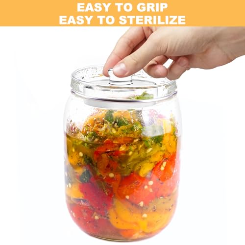 Jucoan 9 Pack Glass Fermentation Weights with Easy Grip Handle, Heavy Glass Fermenting Weights for Wide Mouth Mason Jars, Fermenting Lid Kit Pickling Weights for Kimchi, Sauerkraut, Dishwasher Safe - size: 9 Pack