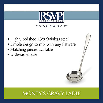 RSVP International Endurance Flatware Collection Stainless Steel, Dishwasher Safe, Gravy Ladle - size: Gravy Ladle