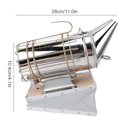 Stainless Steel Bee Smoker for Beekeeping with Heat, Lightweight Beekeeper Tool, Solid Wood, Stable Smoke, Easy to Carry, Calm Bees, Avoid Attacks, Excellent Airflow (Gold) - color: Gold