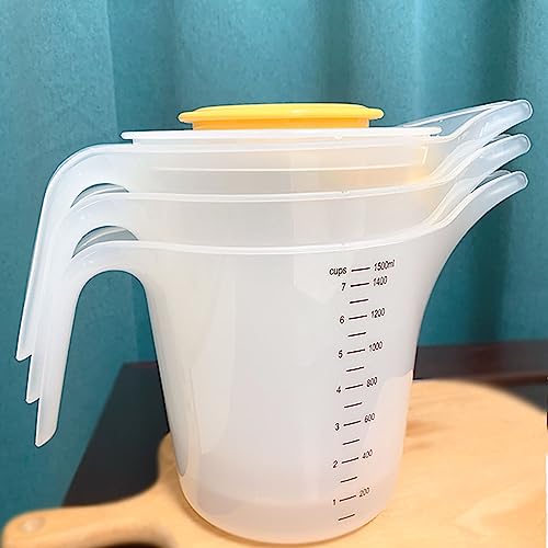 Measure Pitcher with Splashs Cover Multipurpose Measuring Cup Mixing Pitcher 1500ml Large Capacity Plastic Pour Cup