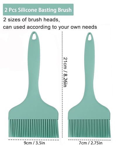 2Pcs Silicone Basting Pastry Brush - Heat Resistant Cooking Brushes Food Brush for Oil, Sauce, BBQ, Baking Outdoor Grill Dishwasher Safe – Green - color: Green