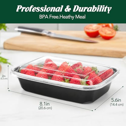 Glotoch Express Meal Prep Containers with Lids 32oz 100 Pack (200 Piece) | Reusable Sturdy Food Containers Leakproof Airtight Microwave Freezer Safe Plastic Bento Lunch Boxes for To Go Takeout