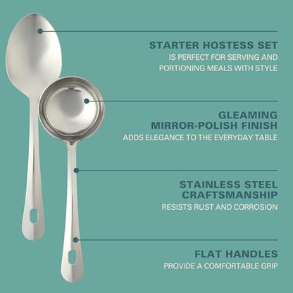 Gibson Home Landsworth 5-Piece Stainless Steel Serving Utensil Set – Ladle, Slotted Spoon, Skimmer, Turner, Spoon - size: Serveware Set (5pcs)