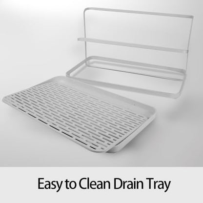 Countertop Kitchen Bottle Drying Rack with Drain Tray, 12.4 x 7.09 inch Counter Organizer, for Insulated Water, Baby Bottles and More - White