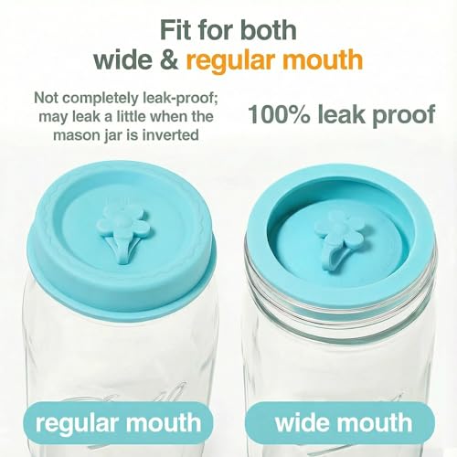 Silicone Mason Jar Lids with Straw Hole for Regular & Wide Mouth Jars | Regular and Wide Mouth Compatible, With Straw Hole, With Stopper,BPA Free,Dishwasher Safe - color: light color 4pcs