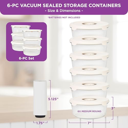 HOLDN’ STORAGE Vacuum Food Storage Containers, Set of 6 Glass Containers & Electronic Pump - Keep Food Fresh Longer, BPA-Free Glass, Leak-Proof, Ideal for Meal Prep, Marinating - size: Set of 6: Electronic Pump