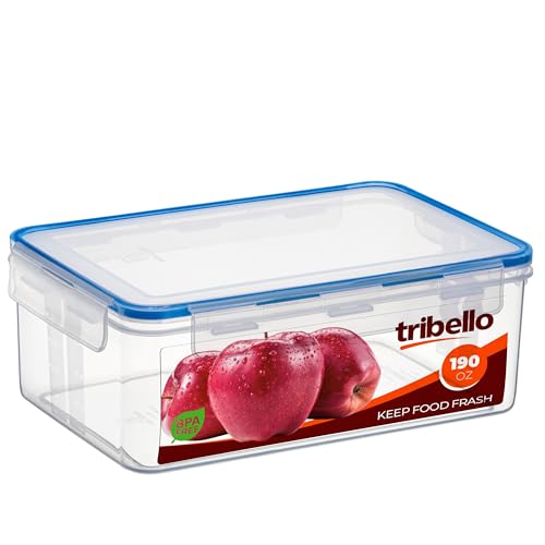 Tribello 190 oz Extra Large Airtight Food Storage Containers with SnapTight Lids – Clear, Stackable, BPA-Free Meal Prep Containers for Kitchen, Freezer & Pantry - size: 190 OZ - 1 Pack