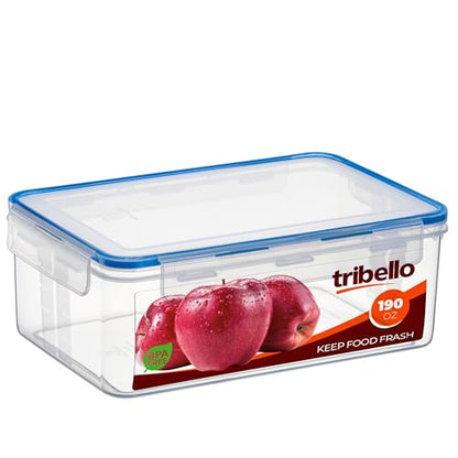 Tribello 190 oz Extra Large Airtight Food Storage Containers with SnapTight Lids – Clear, Stackable, BPA-Free Meal Prep Containers for Kitchen, Freezer & Pantry - size: 190 OZ - 1 Pack