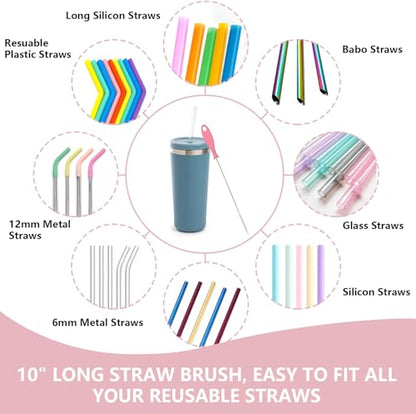 3 in 1 Silicone Bottle Brush Set, Baby Bottle Cleaning Kit with Nipple Brush & Straw Cleaner, BPA-Free Food-Grade Dishwasher Safe Travel Bottle Brush for Baby Bottles, Sippy Cups - color: Pink