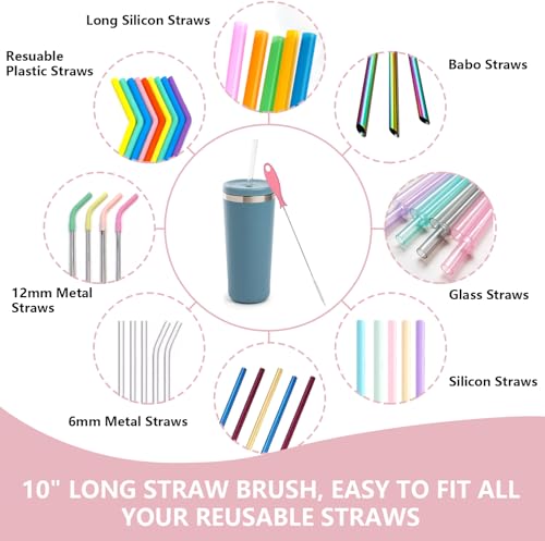 Silicone Bottle Brush Set, Baby Bottle Cleaning Kit with Silicone Brush, Nipple & Straw Brush - BPA-Free Dishwasher Safe Portable Bottle Cleaner - color: Pink