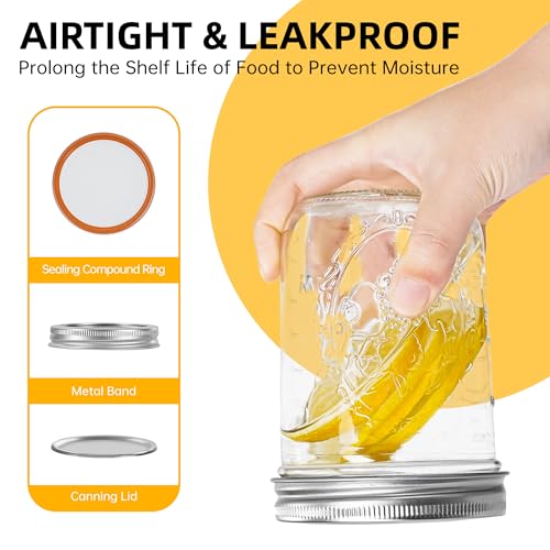 Miuyhji Wide Mouth Mason Jars 16 oz with Lids [2 Pack], Canning Jars with Metal Airtight Lids and Bands, 16 oz Glass Jars for Fermenting, Pickling, Freezing, Preserving, Meal Prep, Jar Décor - size: 16 oz-2Pcs (Clear)