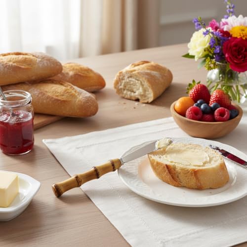 4 Pieces Set Butter knife, Pate Knife Cheese Spreader, Thick and Smooth blades, Strong Heavy for butter spreaders Home Restaurant Party breakfast (bamboo handle) - color: bamboo