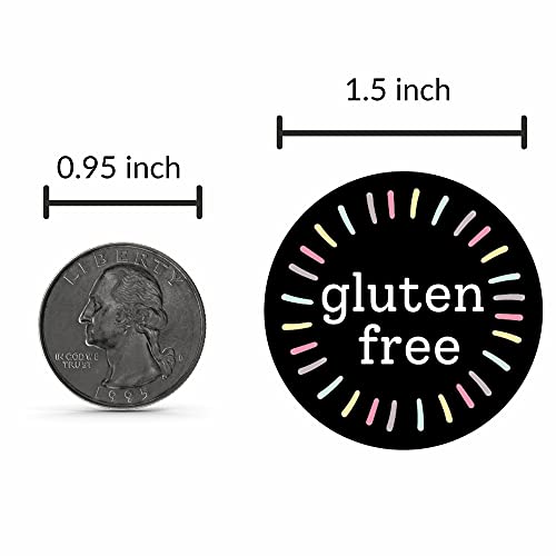 Mobiusea Creation Gluten Free Stickers Roll | 1.5 Inch | Waterproof | 500pcs Gluten Free Labels for Cookie Cupcake Stickers Homemade Bakery Bread Bags Labels Baked Goods Packaging