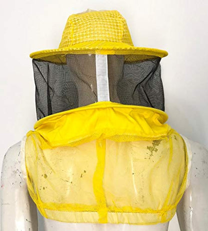 CLOTHES & LEATHER GEAR Three Layer Ventilated Beekeeping Veil in Round (Yellow, 3 Layer HAT) - color: Yellow