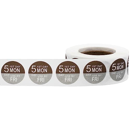 Dissolvable Monday Through Friday 5 Day Food Rotation Labels, 3/4 Inch Use By Stickers, 500 Total Adhesive Labels on a Roll for Restaurant and Kitchen Prep – Made in the USA - color: Monday