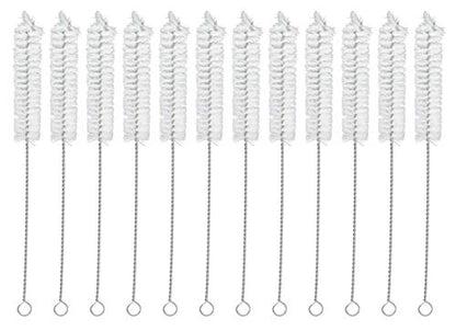 EISCO 12PK Bristle Cleaning Brushes with Fan-Shaped Ends, 9" - Twisted Stainless Steel Wire Handle - Ideal for 0.6" - 0.8" Diameter Tubes, Bottles, Flasks, Cylinders, Jars, Vases, Cups