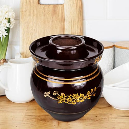 Ceramic Retro Pickle Jar 5.5lb Thickened Kimchi Storage Crock Sealed Fermentation Tank for Sauerkraut and Pickles with Random Pattern Suitable for Kitchen Use Random Color