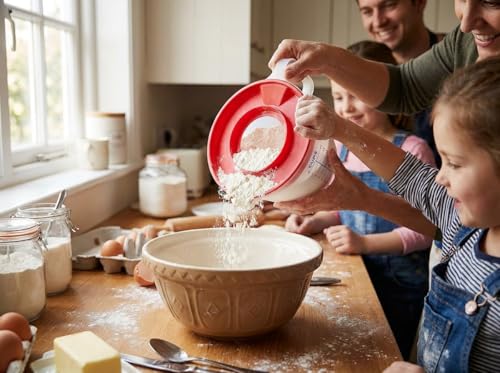 8 Cup Measuring Cup & Mixing Pitcher with Handle and Spout, Splatter-Free Lid, BPA-Free, Ideal for Baking, Pancakes, and Whisking