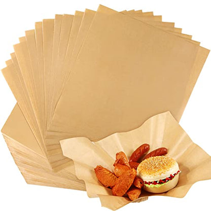 Spakon 1000 Sheets Wax Deli Paper Sheets for Food 12 x 12 Inch Checkered Dry Waxed Deli Basket Liners for Sandwich Wrapping, Food Basket Liners, Picnic party(Kraft) - color: Kraft