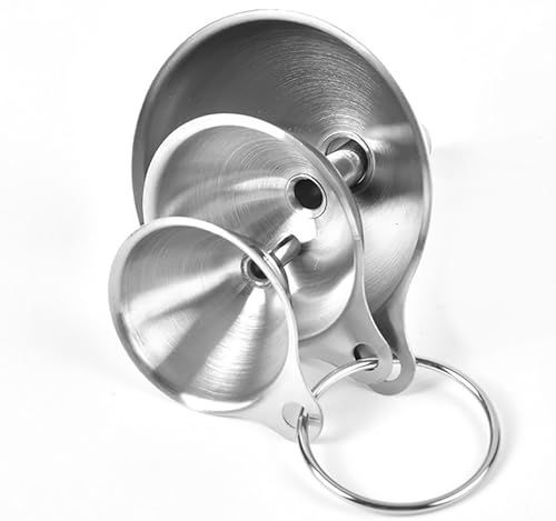 Stainless Steel Funnel, 3 Pcs 3 Different Size Funnels with 2 Cleaning Brush for Filling Bottles Flask in Kitchen (1)