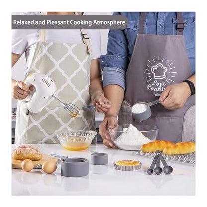 10Pcs Measuring Cups & Spoons Set, Stackable Cups and Spoons, Nesting Measure Cups with Stainless Steel Handle, Kitchen Gadgets for Cooking & Baking (Grey) - color: Gray