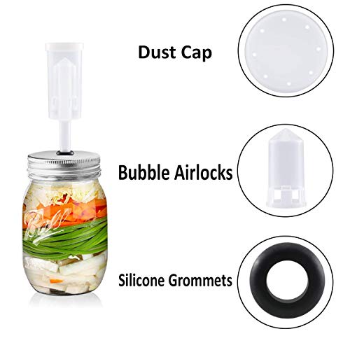 8 Pcs Air Locks Airlock Set for Fermentation,High Transparency | With 30Pcs Silicone Grommets,Detachable Design,Odorless and Non-toxic,Brewing Beer/Wine/Sauerkraut/Other Fermentation Project