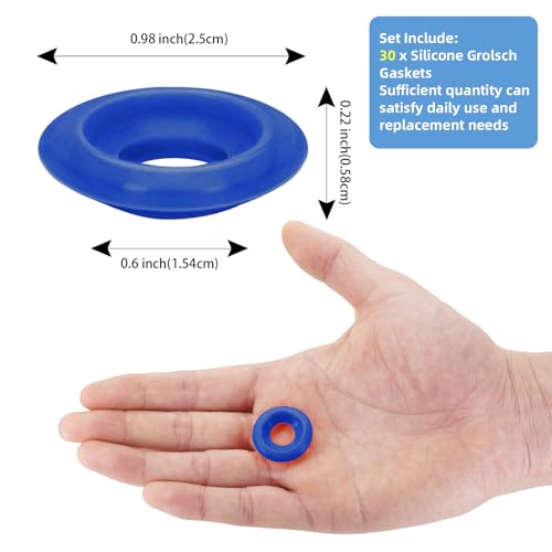 30Pcs Dopamine color Silicone Gaskets Washers Seals for Cap Swing Flip Top Bottle for Home Brew Beer Soda Bottle Sealing(flat,half cover) (Blue) - color: Blue