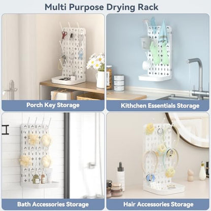Baby Bottle Drying Rack Baby Bottle Holder Space Saving Bottle Dryer Rack Station Countertop Storage Organizer 12 Travel Bottle Drying Rack Vertical Breast Pump Part Plastic Bag Cup Dryer Tower White - color: White