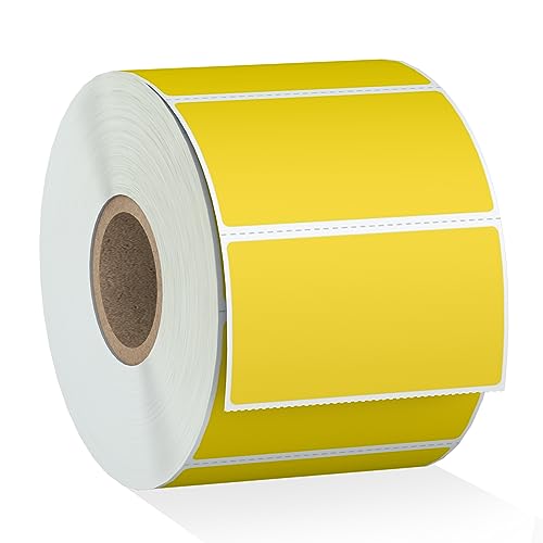 Misofuki 2.25" x 1.25" Yellow Direct Thermal Barcode Labels 1000 Pcs for Zebra ZD410 ZD411 LP2824, 2-1/4x1-1/4 1 Roll Waterproof Strong Adhesive Perforated Return Address Labels Used with Rollo MUNBYN - color: R-1-yl