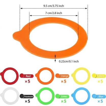 30 Pcs 3.75 Inches Silicone Jar Gaskets Replacement Airtight Rubber Seals Rings for Glass Clip Top Jar Leakproof Colorful Gasket Sealing Rings for Mason Jars Regular Mouth Canning Jars, 6 Colors