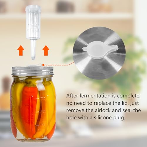 Artcome 32 PC Fermenting Airlock Lids Kit Set - Fermentation Lids for Large Wide Mouth Mason Jars