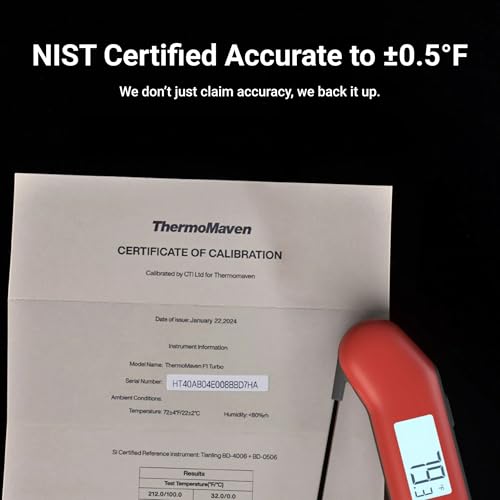 ThermoMaven ProfessionaI Meat Thermometer Digital, 3X Faster 0.5 Sec Instant Read, NIST Certified Accuracy ±0.5°F, 100% Waterproof Probe, Auto-Rotate Bright Indicator, for Candy/Grill/BBQ, Red & Gray - color: Red & Gray