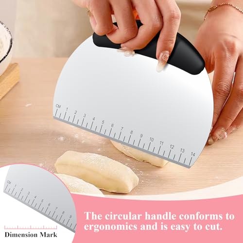 Biscuit Cutter Set, Stainless Steel Flour Sifter, Pastry Cutter, Pastry Scraper and Dough Blender, Flour Sieve for Quick Sifting Cakes and Spices, Professional Baking Dough Tools (4 Set) - size: 4 set sifter