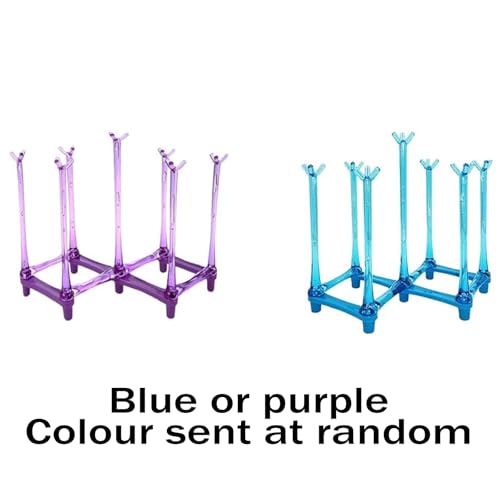 PCTC Retractable Cup Drying Rack, Drinking Glass and Sports Bottle Drainer Stand, Plastic Bag Dryer and Mug Tree with Non-Slip Bottom for Kitchen Countertop (Random Colour)
