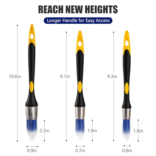 Mister Rui Trim Brush Set, 3 Pcs Paint Brushes for Painting Walls, Trim Paint Brush, Small Paint Brush, Small Brushes for Painting, 5/8”, 3/4” and 1” - size: 3PCS, 0.6", 0.75", 1"