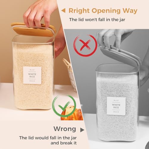 2 Pack large Square Glass Flour and Sugar Containers with 132 Kitchen Pantry Labels - Thicken 149 floz Glass Storage Jars with Airtight Bamboo Lid - Big Rice Canisters for Coffee, Pasta, Cereal - size: 149oz-2pack